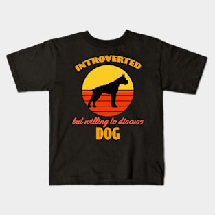 Introverted but willing to discuss dogs Boxer Dog puppy Lover Cute Sunser Retro Funny Kids T-Shirt